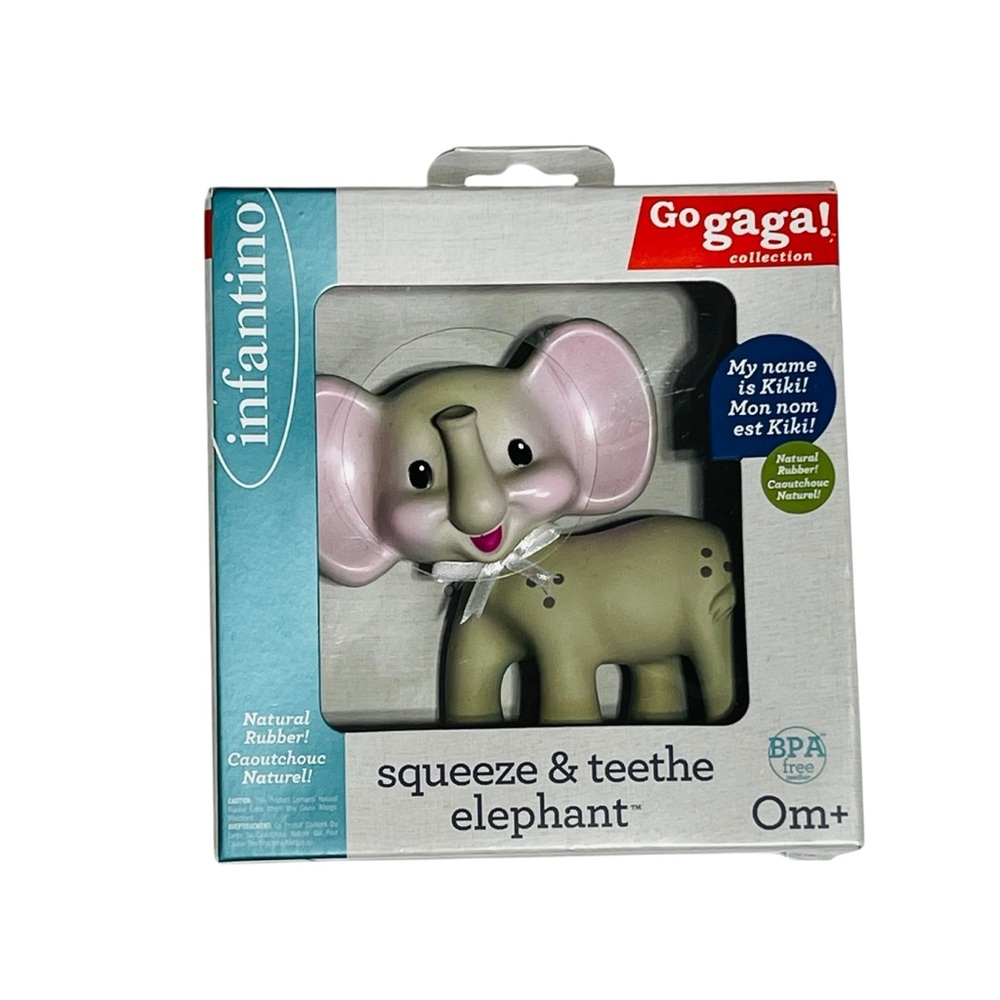 Infantino Teething Elephant Toy - Gray and Pink